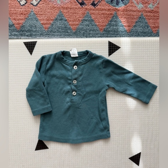 kate quinn Other - Kate Quinn|Baby gender neutral Teal Long Sleeve shirt w buttons•organic cotton